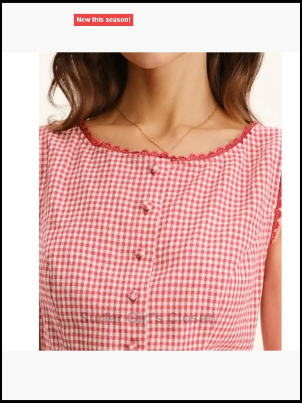 Women Plaid Button Tank Top Sleeveless Lace Trim Vest Blazer Waistcoat